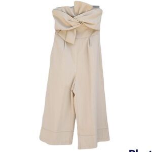 NWT Vestique Tie Me In Strapless Yacht Jumpsuit Tan Size Small